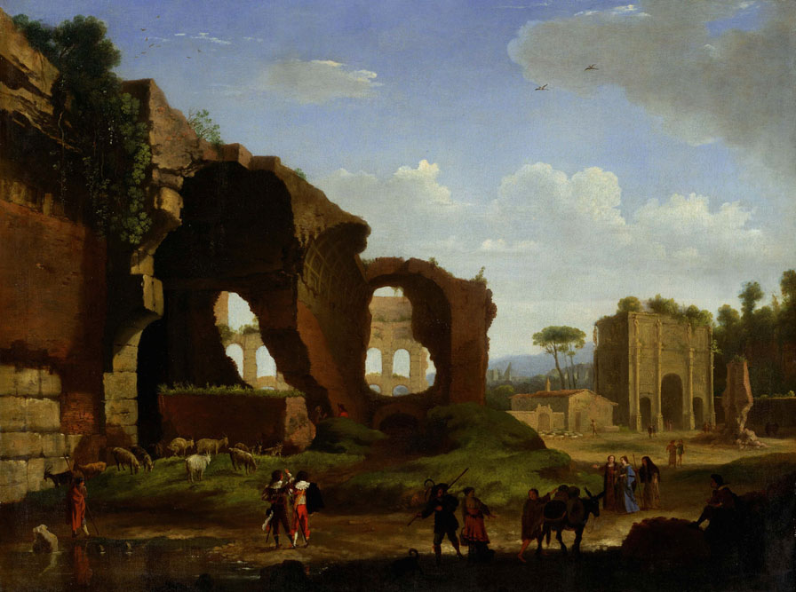 Herman van Swanevelt, Ruins of the temple of Venus, Colosseum, Arch of Constantine